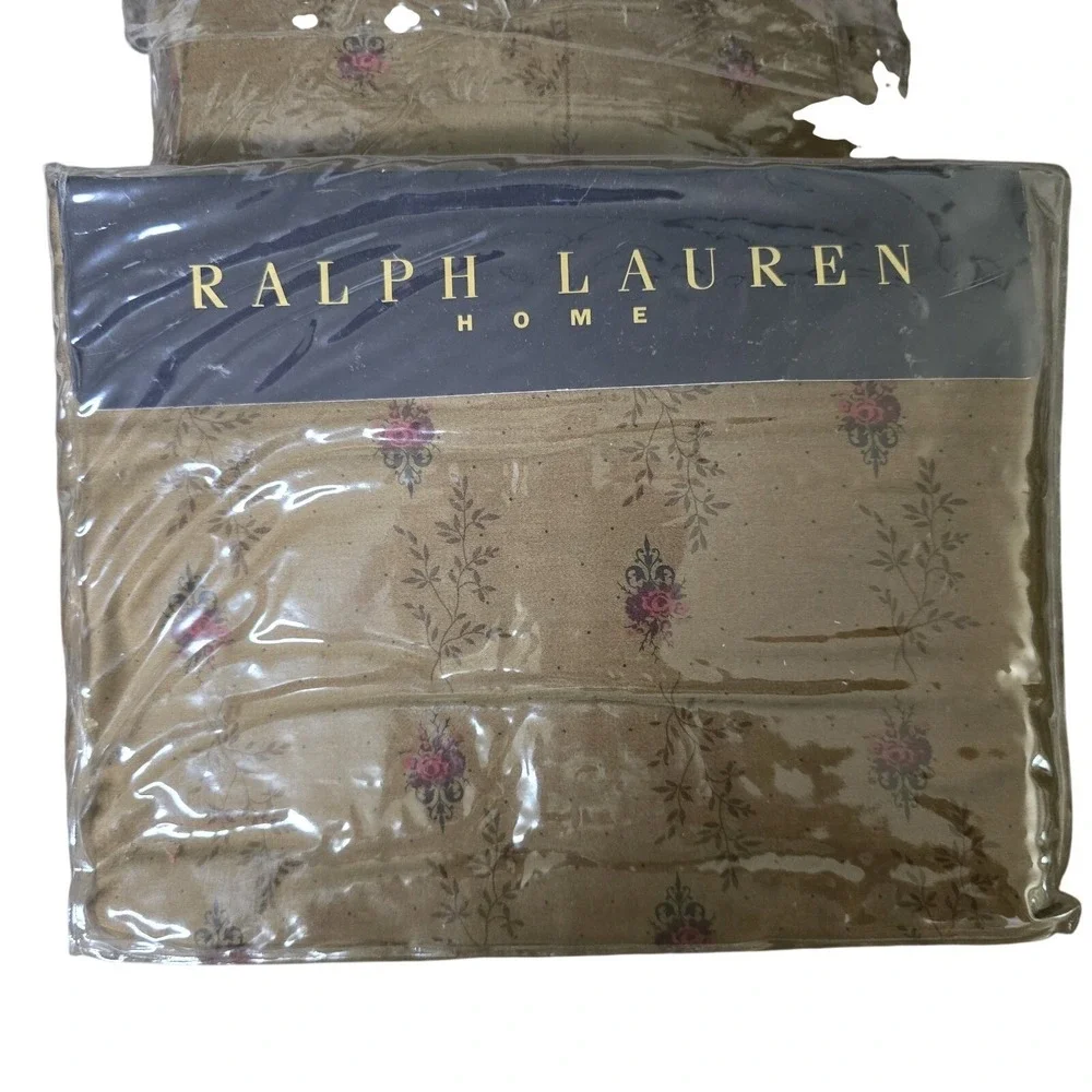 Ralph Lauren FORMAL GARDEN Brown Floral Sheet ‎ Set- Full 1 Pillowcase